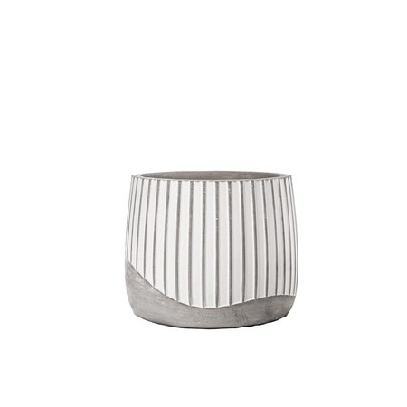 URBAN TRENDS COLLECTION Cement Round Pot with Embossed Column Pattern  Banded Bottom Design Gray Large 53614